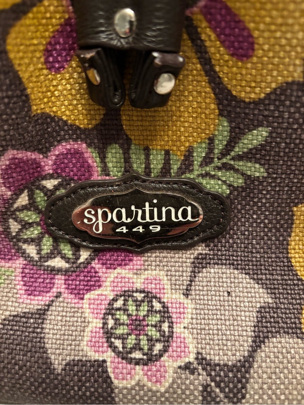Spartina 449 Floral Canvas Shoulder Bag in Pink, Yellow & Brown - Picture 5 of 10